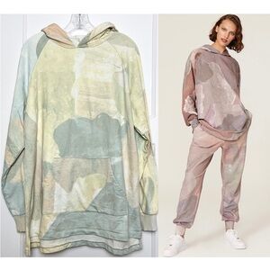 BAJA EAST 90s Abstract Crystal Print‎ Cotton Long Oversized Hoodie Sweatshirt L